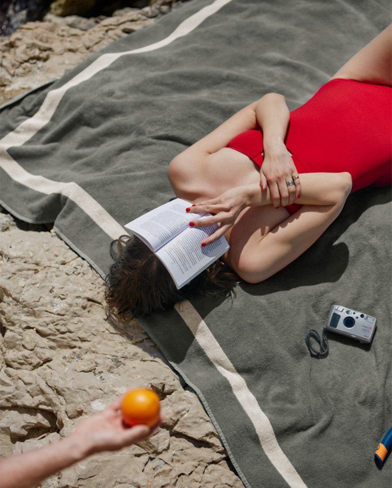 Serviette de plage Unie XXL 170x170 | Gris / Crème