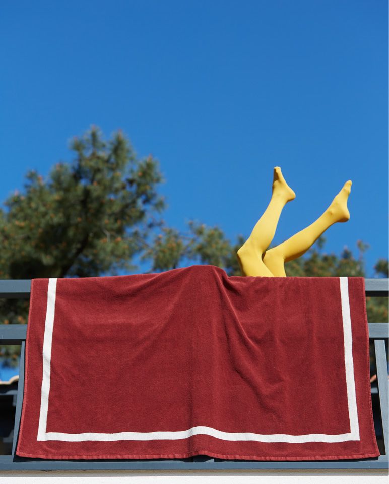 Serviette de plage Unie XXL 170x170 | Rouge Grenat / Crème