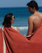 Serviette de plage Unie XXL 170x170 | Rouille / Crème