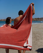 Serviette de plage Unie XXL 170x170 | Rouille / Crème