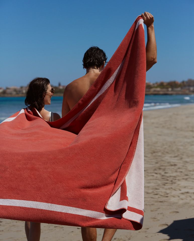 Serviette de plage Unie XXL 170x170 | Rouille / Crème
