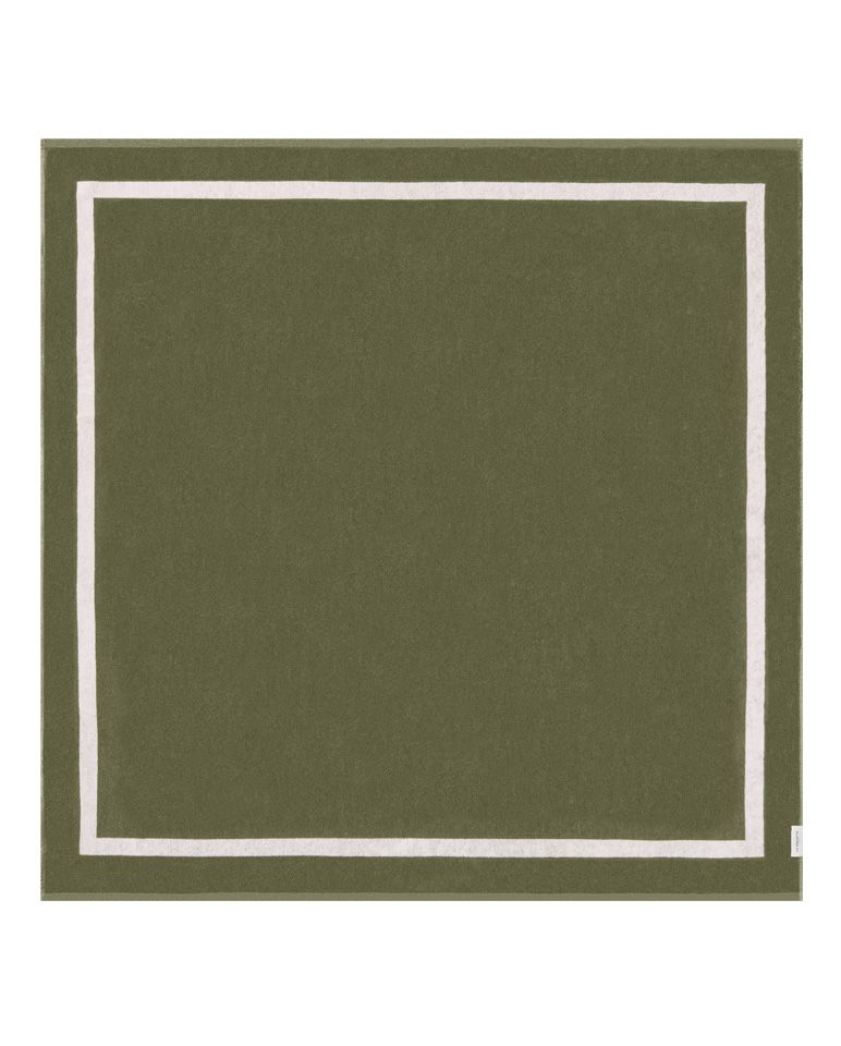 XXL Plain Beach Towel 170x170 | Olive Green / Cream