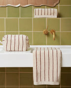 Serviette de toilette à rayures | Beige Arbois / Chocolat