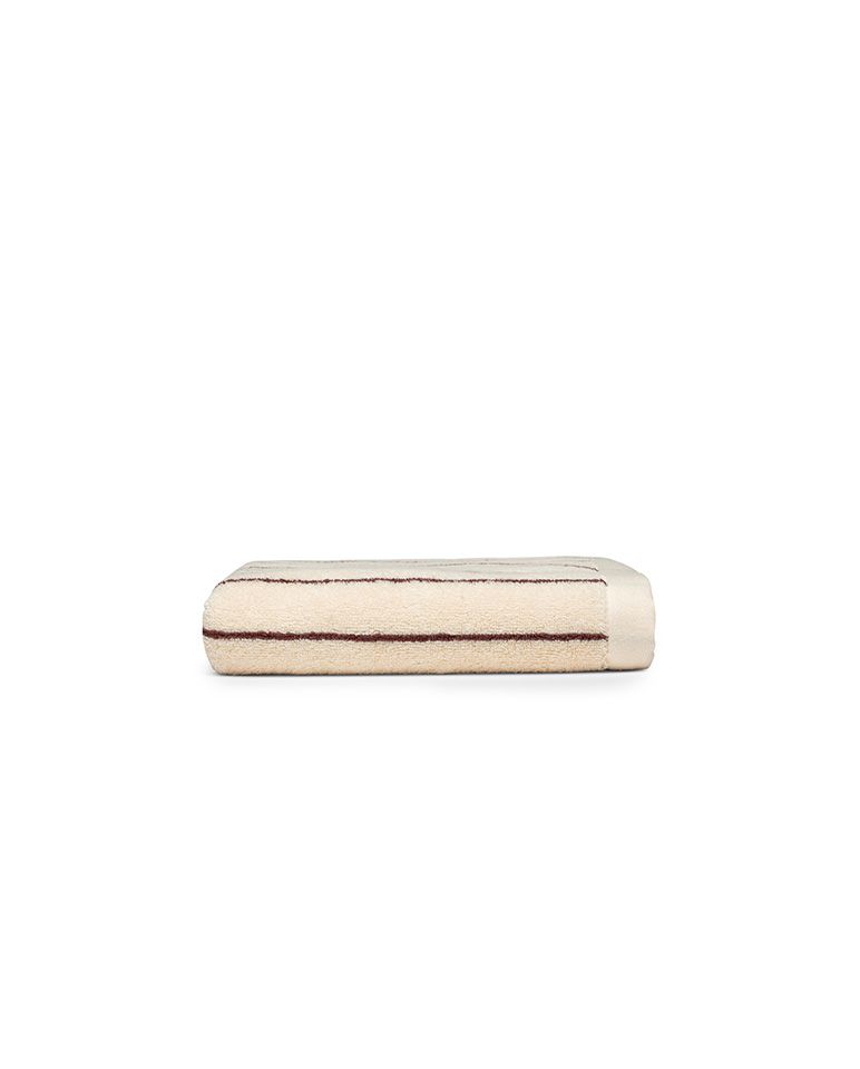 Serviette de toilette à rayures | Beige Arbois / Chocolat