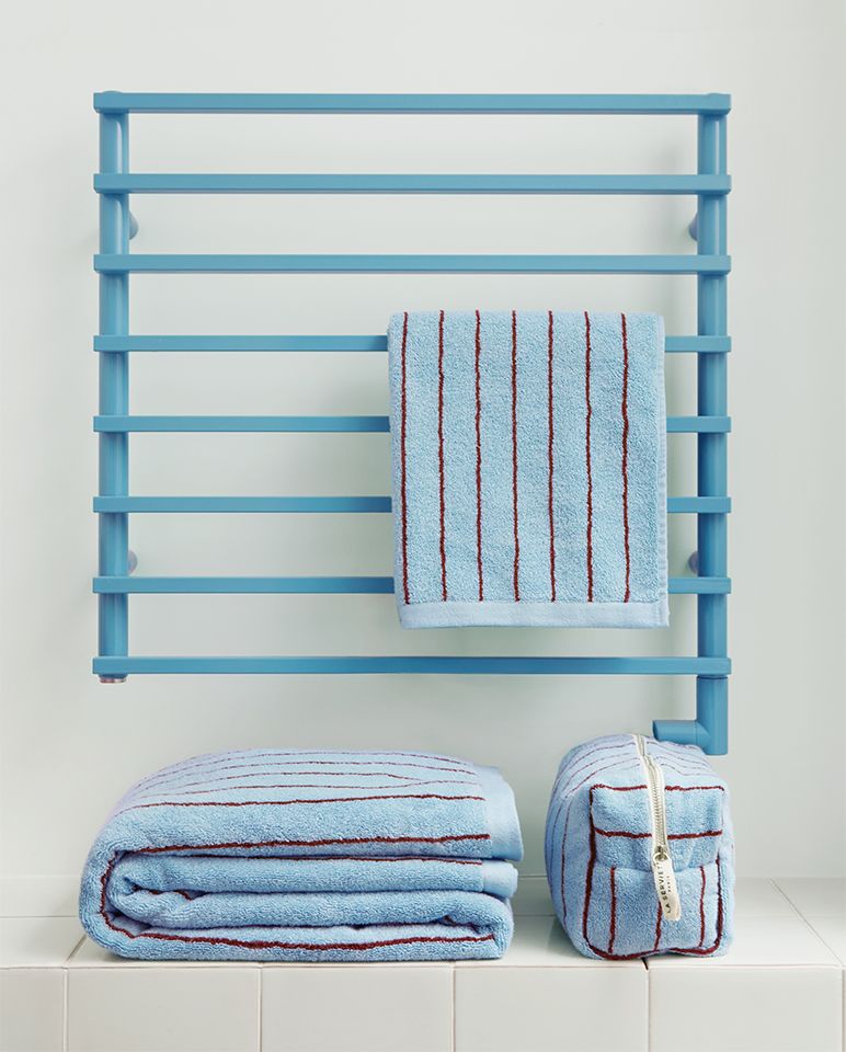 Serviette de toilette à rayures | Bleu Égée / Bordeaux