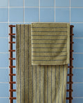 Serviette de toilette à rayures | Vert Calavon / Bleu