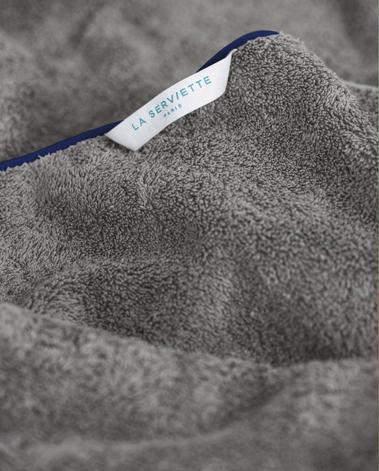 Serviette de toilette | Gris Liseré Bleu Cobalt