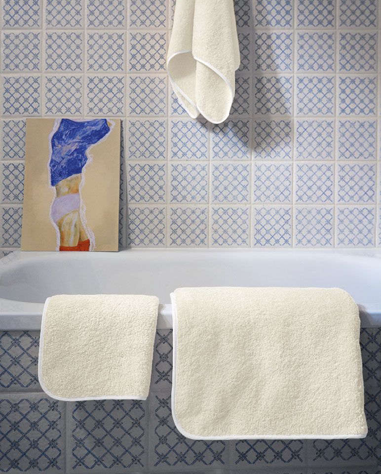 Serviette de toilette | Ivoire Liseré Blanc