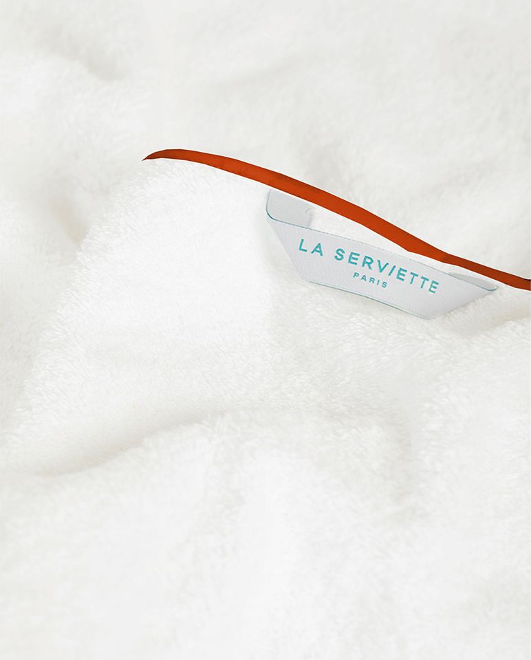 Serviette de toilette | Blanc Liseré Rouge Brique