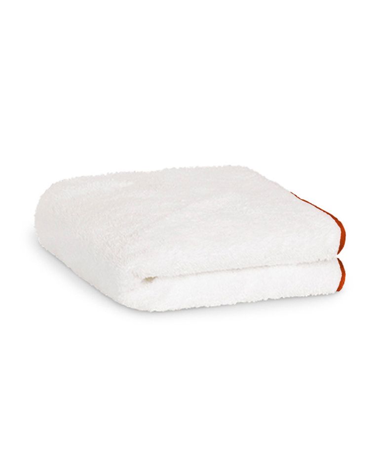 Serviette de toilette | Blanc Liseré Rouge Brique