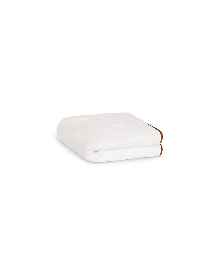 Serviette de toilette | Blanc Liseré Brun Auburn