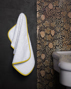 Serviette de toilette | Blanc Liseré Jaune Mimosa