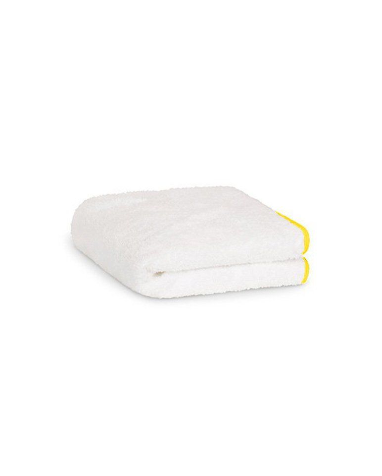 Serviette de toilette | Blanc Liseré Jaune Mimosa