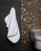 Serviette de toilette | Blanc Liseré Bleu Givré