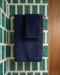 Serviette de toilette | Bleu Nuit Liseré Kaki