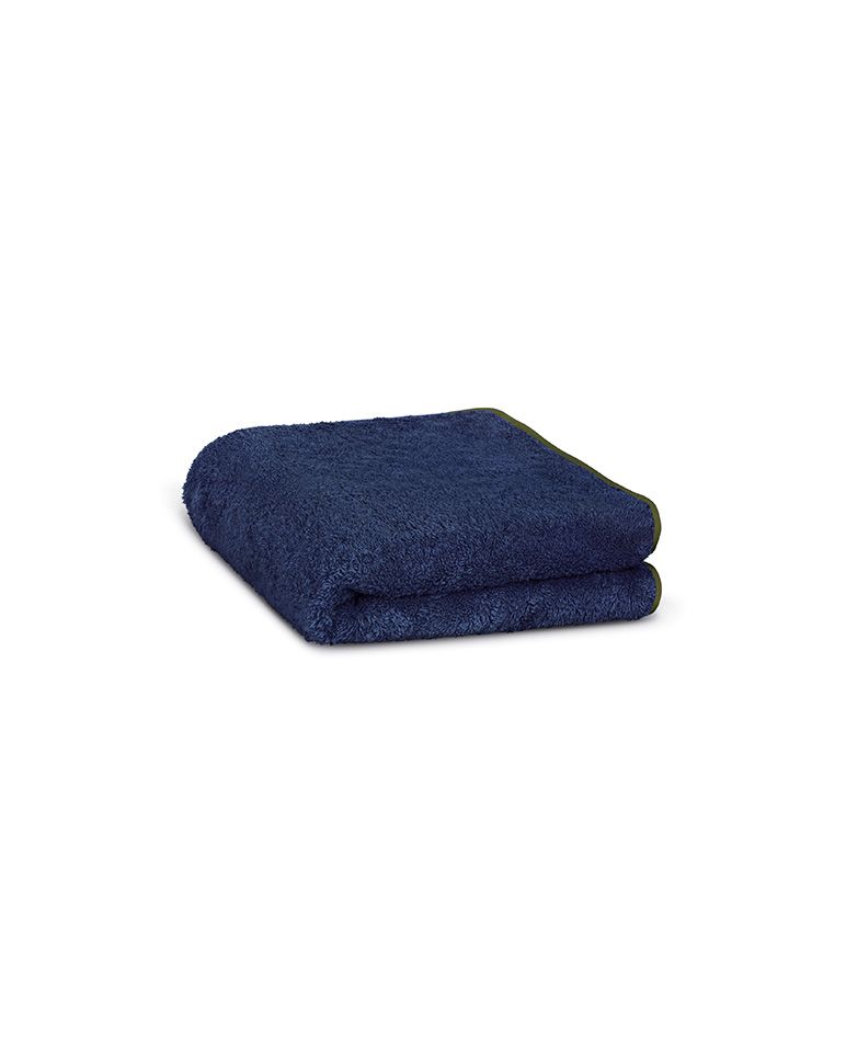 Serviette de toilette | Bleu Nuit Liseré Kaki
