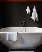 Serviette de toilette | Blanc Liseré Gris Orage