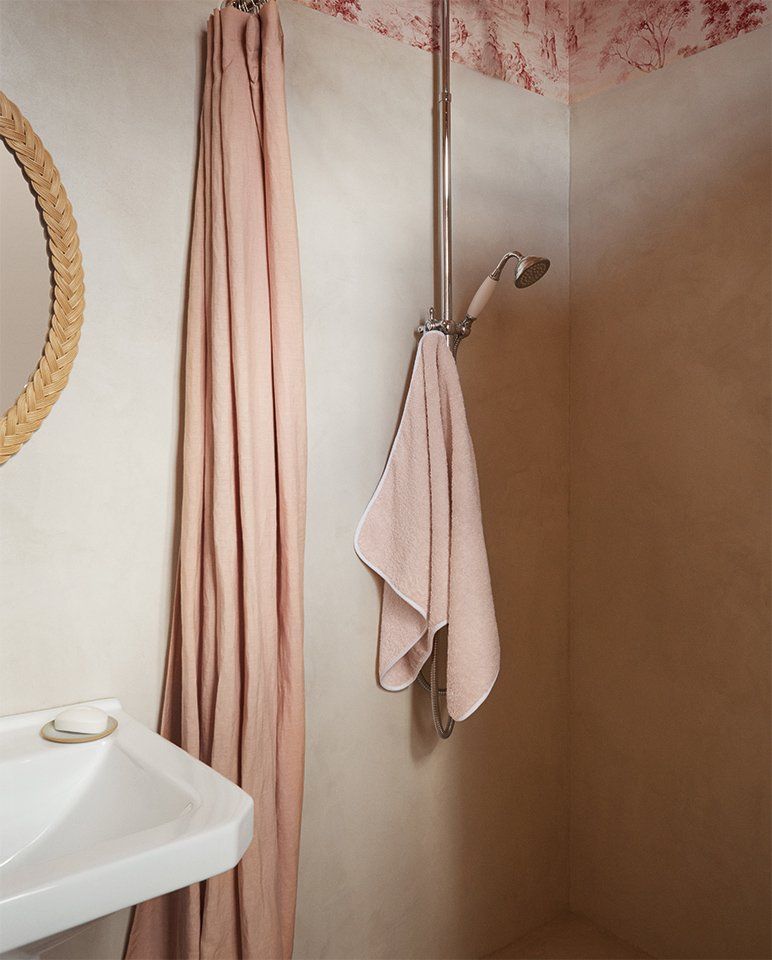 Serviette de toilette | Rose Poudré Liseré Blanc