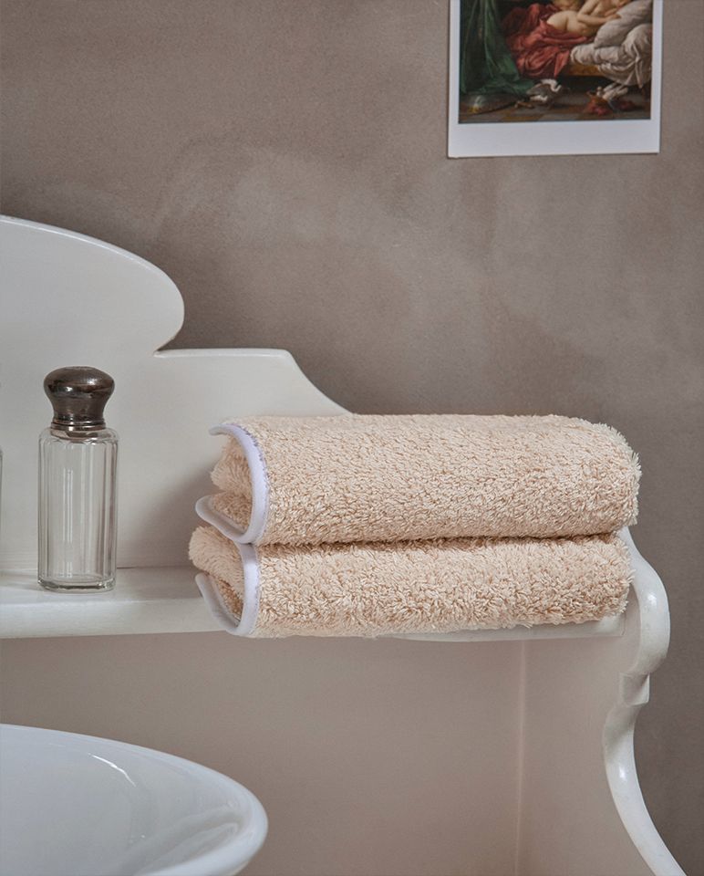 Serviette de toilette | Sable Liseré Blanc