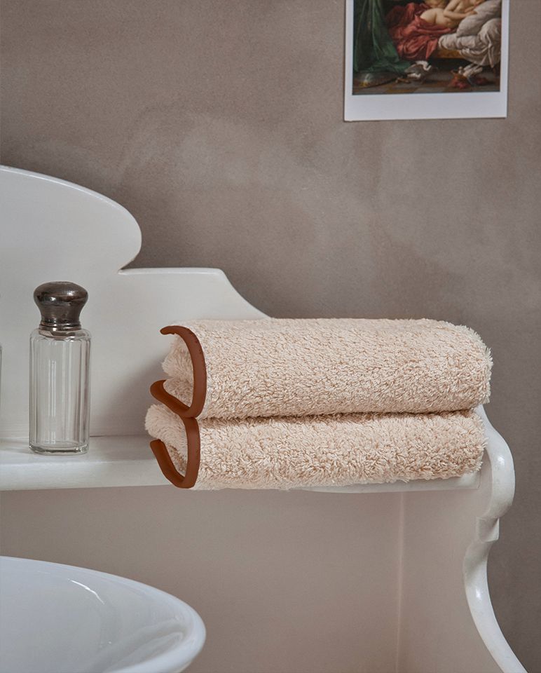 Serviette de toilette | Sable Liseré Brun Auburn
