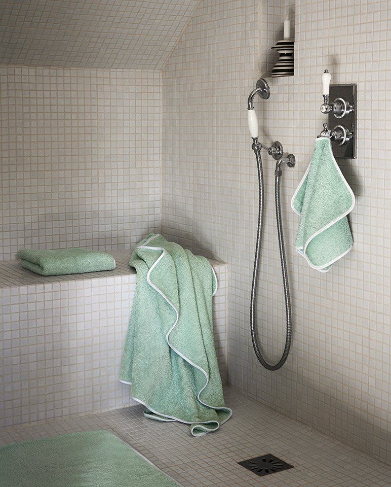 Bath Towel | Opal Green with White Trim