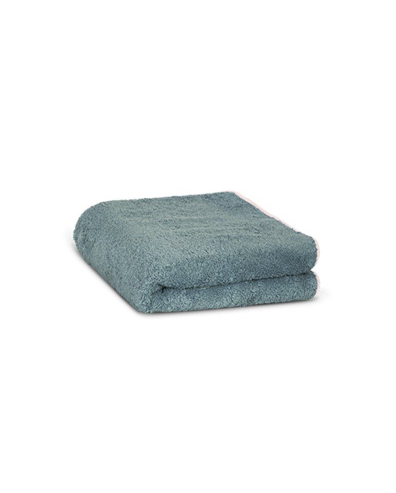 Serviette de toilette | Bleu Chardin Liseré Rose Nymphe