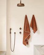 Bath Towel | Caramel with White Trim