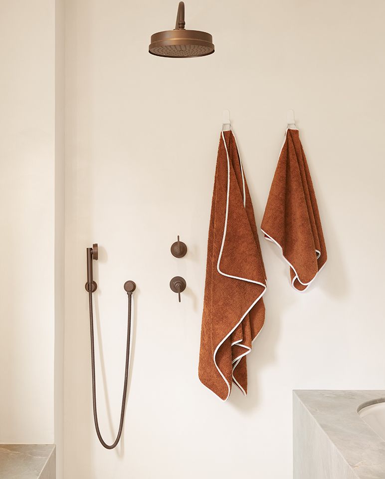Serviette de toilette | Caramel Liseré Blanc