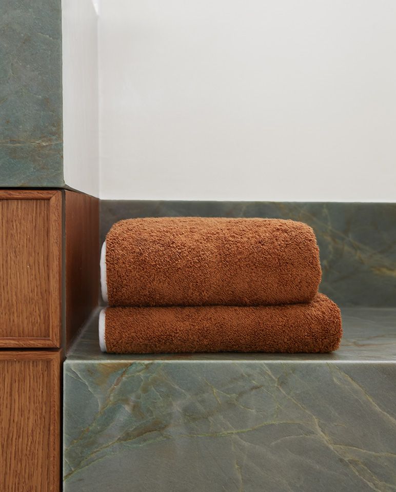 Serviette de toilette | Caramel Liseré Blanc