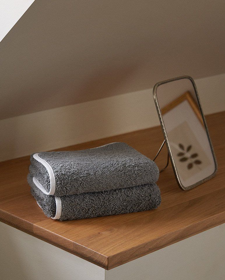 Serviette de toilette | Gris Liseré Blanc