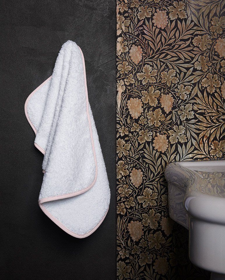 Serviette de toilette | Blanc Liseré Rose Nymphe