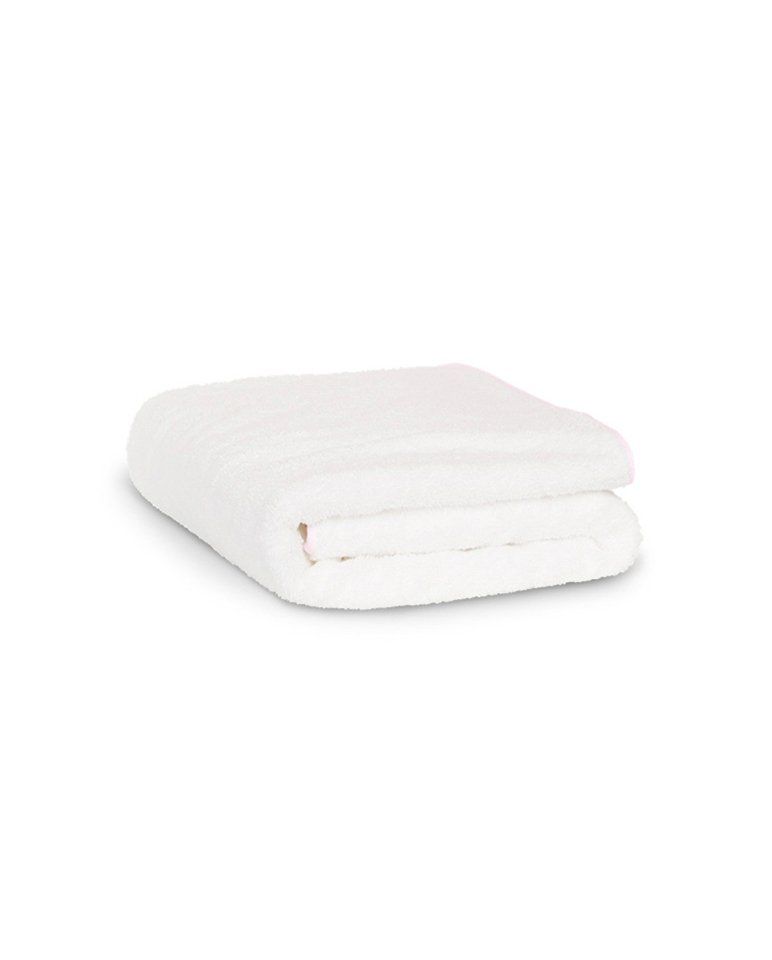 Serviette de bain | Blanc Liseré Rose Nymphe