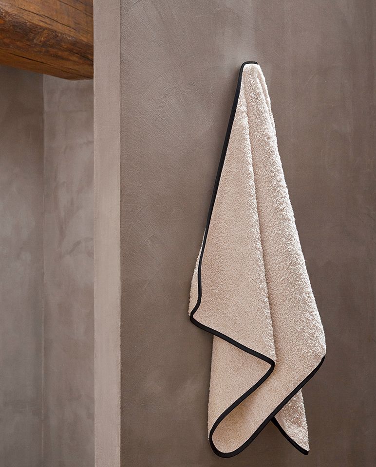 Serviette de bain | Sable Liseré Noir