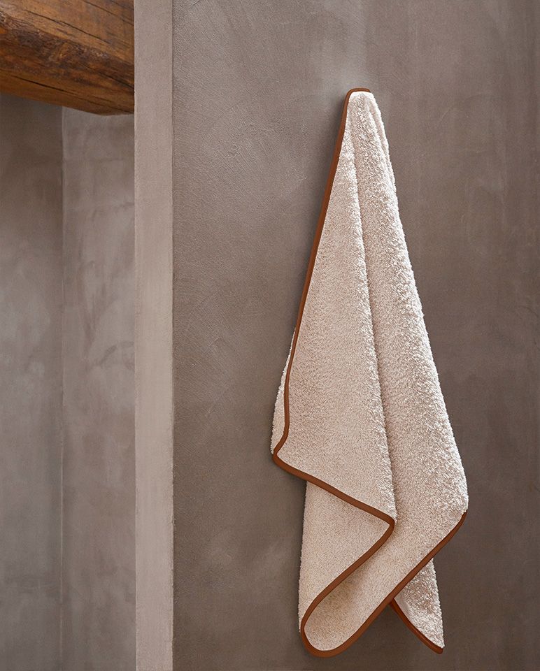 Serviette de bain | Sable Liseré Brun Auburn
