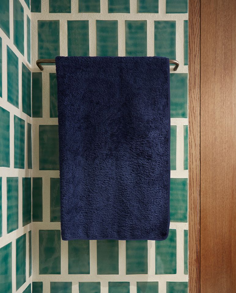 Serviette de bain | Bleu Nuit Liseré Bleu