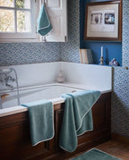 Serviette de bain | Bleu Chardin Liseré Blanc