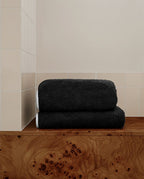Bath Towel | Black with White Trim