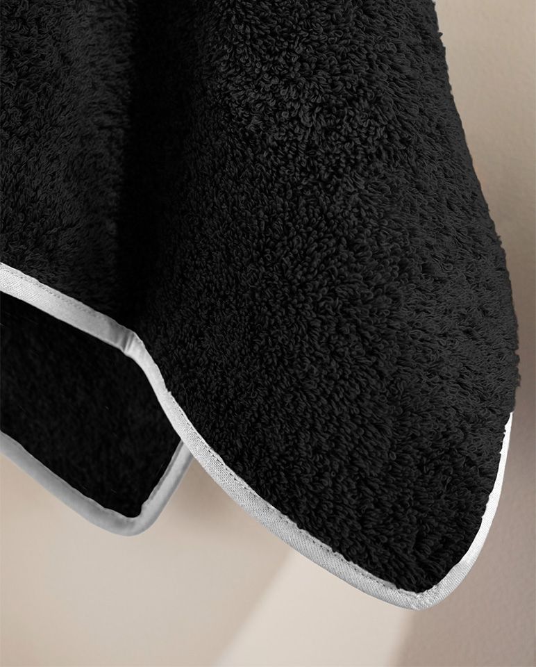 Serviette de bain | Noir Liseré Blanc