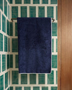 Serviette de bain | Bleu Nuit Liseré Blanc
