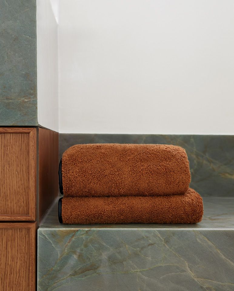 Serviette de bain | Caramel Liseré Noir
