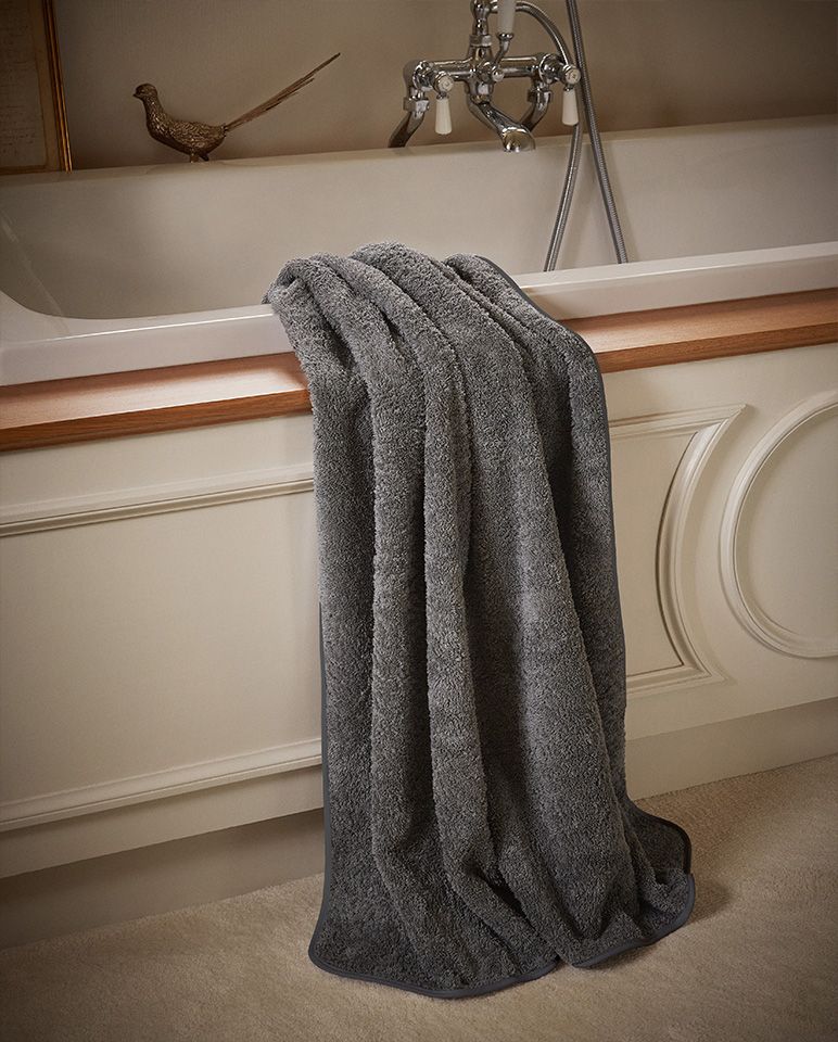 Serviette de bain | Gris Liseré Gris Orage