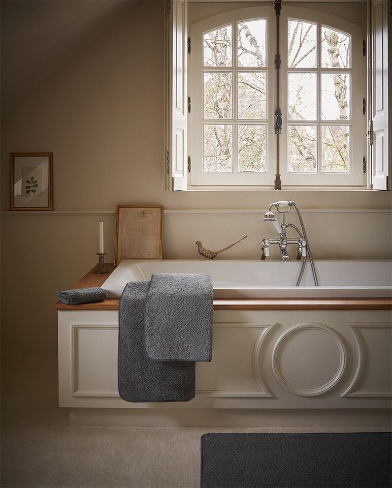 Serviette de bain | Gris Liseré Gris Orage