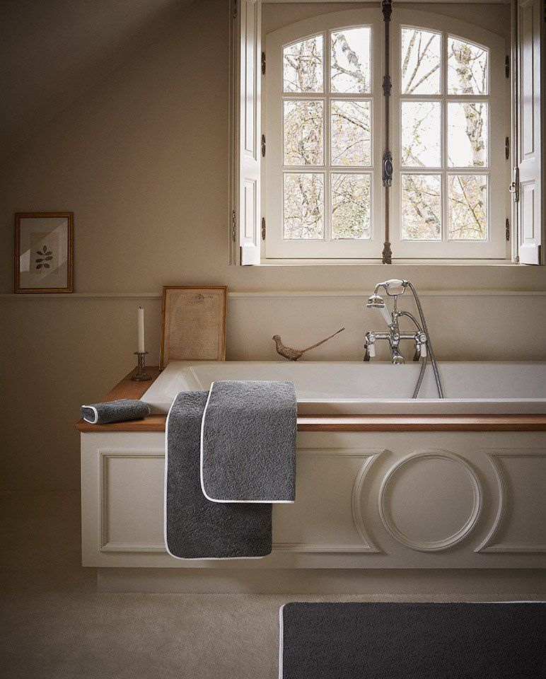 Serviette de bain | Gris Liseré Blanc