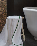 Bath Towel | White with English Green Trim