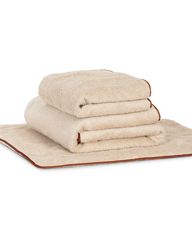Serviette de bain | Sable Liseré Brun Auburn