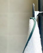 Bath Towel | White with English Green Trim
