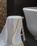 Serviette de bain | Blanc Liseré Jaune Mimosa