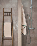 Serviette de bain | Sable Liseré Vert Anglais