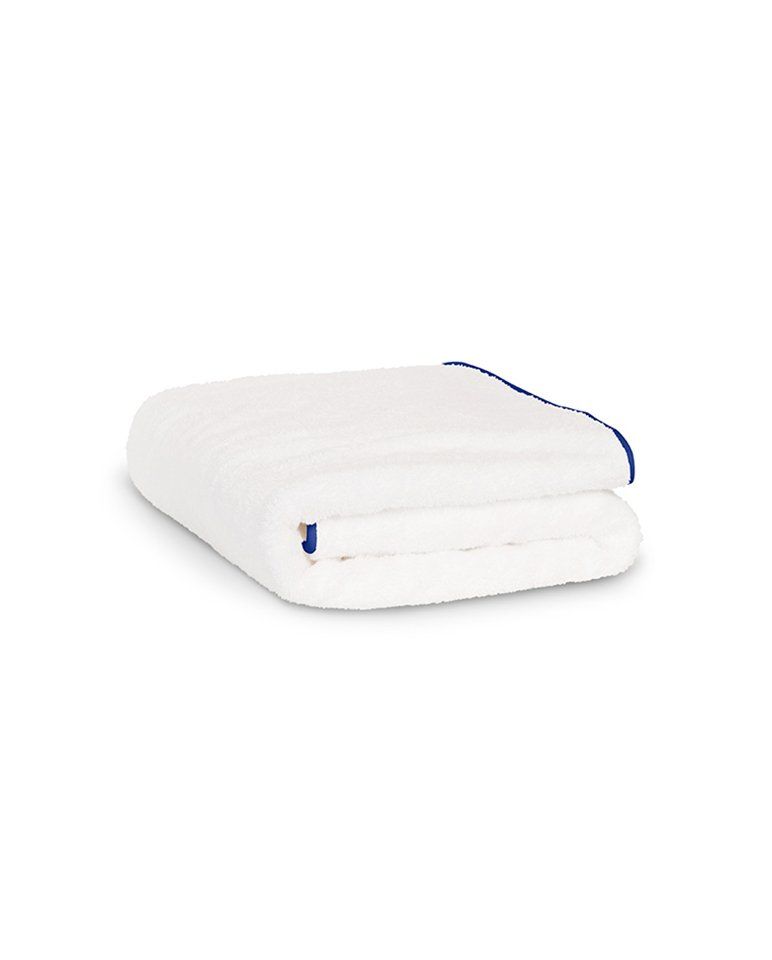 Serviette de bain | Blanc Liseré Bleu Cobalt