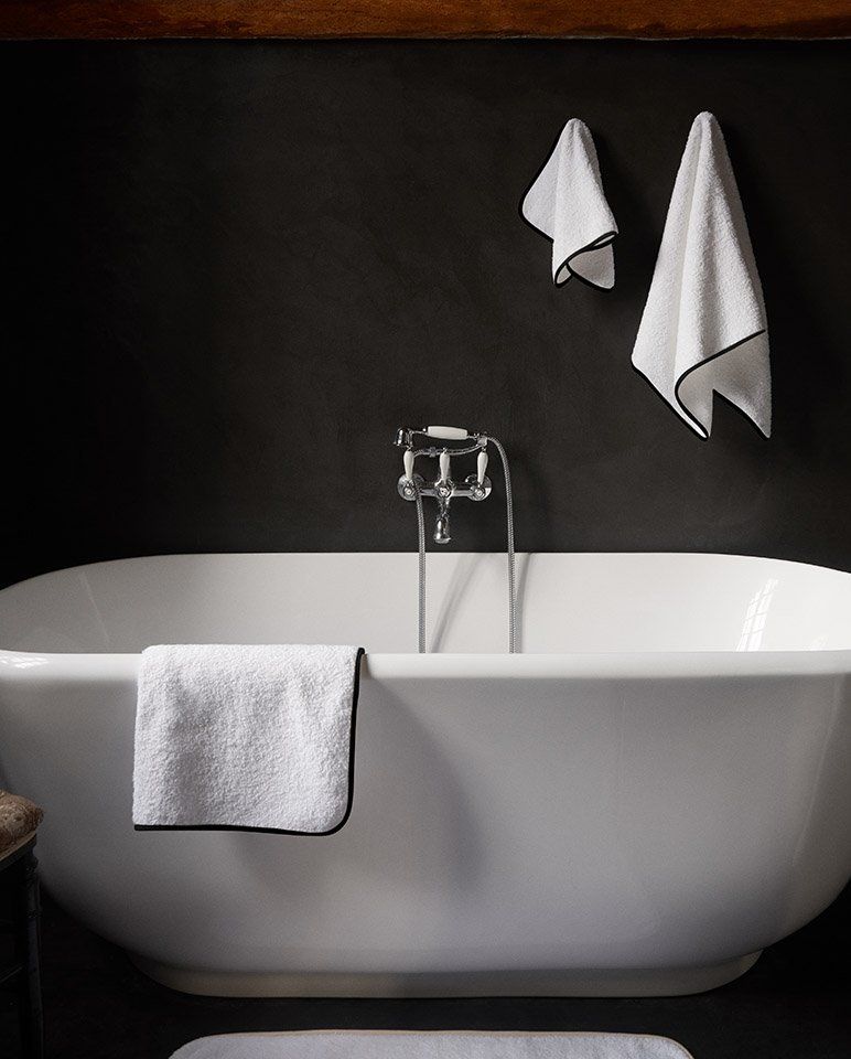 Serviette de bain | Blanc Liseré Noir